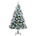 vidaXL Umelý vianočný stromček Zelená a biela 240 cm PVC, kov a plast