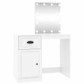 vidaXL Toaletný stolík s LED biely 90x50x132,5 cm spracované drevo