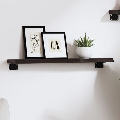 vidaXL Nástenná polica tmavohnedá 60x10x2 cm ošetrený dubový masív
