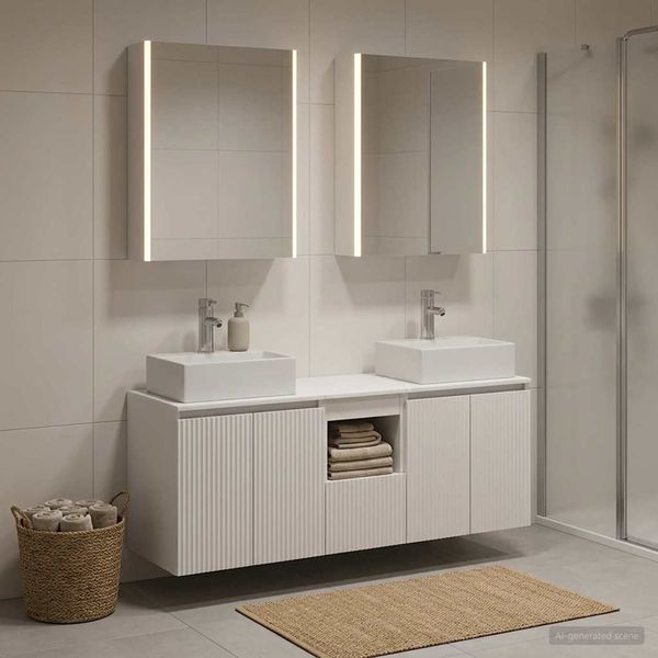 vidaXL Set kabinetov do kúpeľne 5 pcs Biela Kompozitné drevo