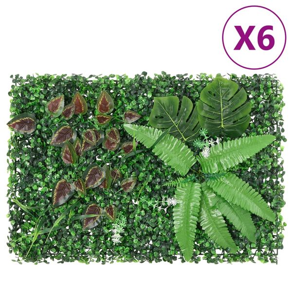 vidaXL Umelý plot z rastlín 6 ks zelený 40x60 cm