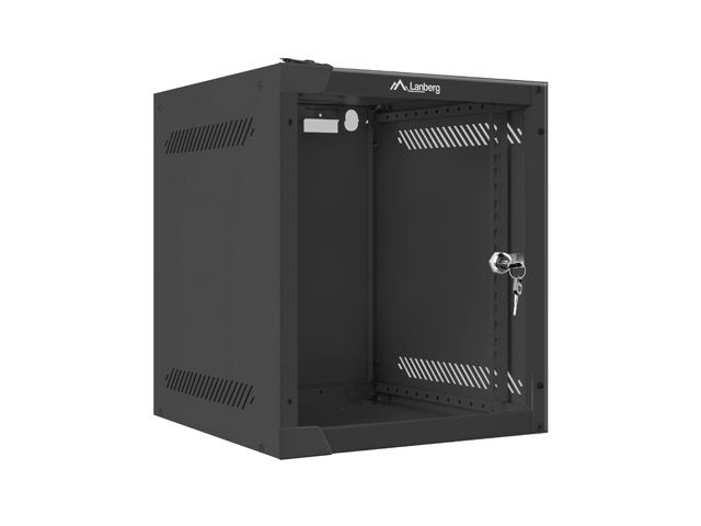 LANBERG RACKOVÁ SKRIŇA 10'' PRO MONTÁŽ NA STENU 6U/280X310 (FLAT PACK) S PROSKLENÝMI DVERMI ČIERNA