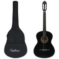 vidaXL Klasická gitara pre začiatočníkov s taškou čierna 4/4 39"