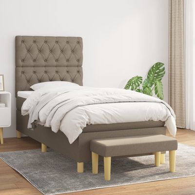 vidaXL Posteľný rám boxsping s matracom sivohnedý 80x200 cm látka