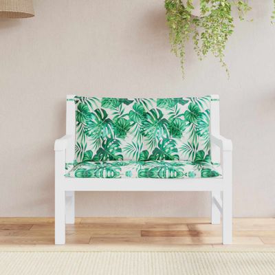 vidaXL Podložky na záhradnú lavičku 2 ks vzor listov 100x50x7 cm