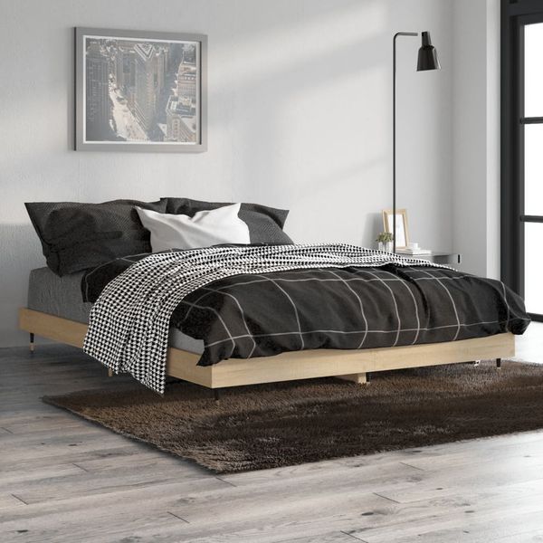 vidaXL Posteľný rám dub sonoma 135x190 cm kompozitné drevo
