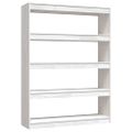 vidaXL Knižnica/deliaca stena biela 100x30x135,5 cm masívna borovica