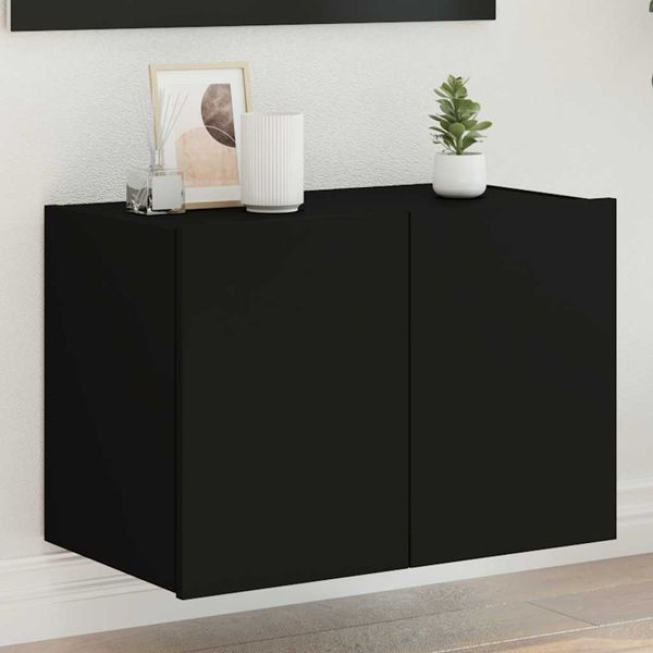vidaXL TV nástenná skrinka s LED svetlami čierna 60x35x41 cm
