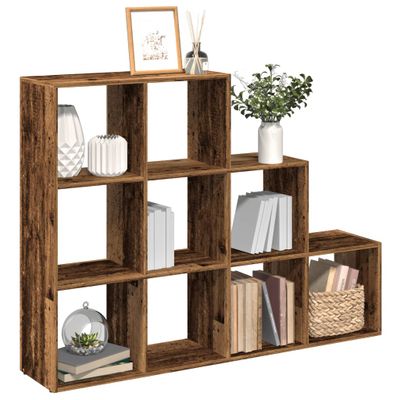 vidaXL Knižnica 3-posch. staré drevo 137,5x29x103,5 cm kompozit. drevo
