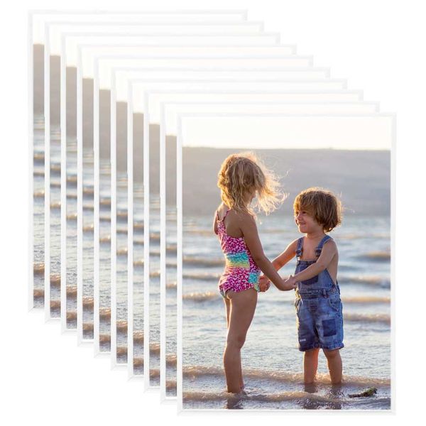 vidaXL Fotorámiky na stôl, koláž 10 ks, biele 18x24 cm, MDF