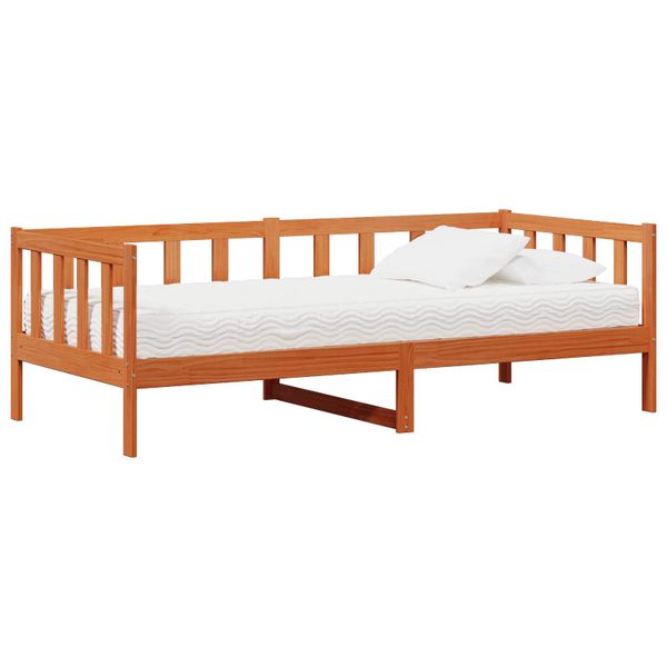 vidaXL Denná posteľ s čelnou doskou Voskovo hnedá a biela 90 x 200 cm