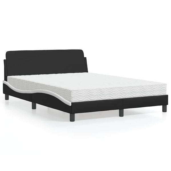 vidaXL Posteľ s matracom Dover čierno-biela 120x200 cm umelá koža