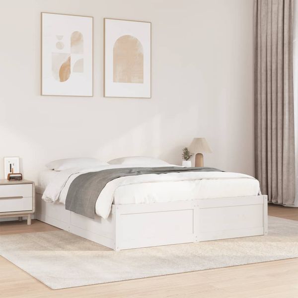vidaXL Posteľ bez matraca biela 140x190 cm masívna borovica