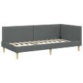 vidaXL Rohový rám postele s čelnou doskou Tmavo šedá 90 cm x 190 cm