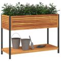 vidaXL Záhradný kvetináč s policou 110x45x80 cm masívna akácia a oceľ