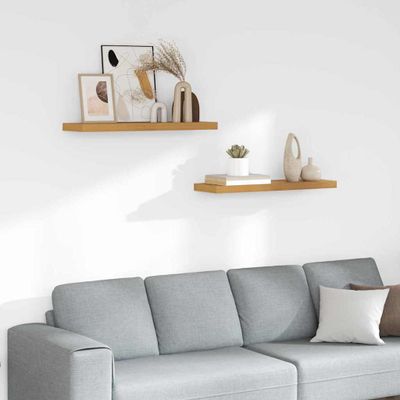 vidaXL Stenná polica 2 pcs Béžová 90 x 23,5 x 4 cm Kompozitné drevo