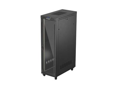 19'' Voľne stojaca racková skriňa 42U 600X1200 čierne sklenené dvere lcd lanberg (flat pack) V2