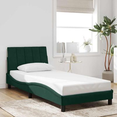 vidaXL Rám postele bez matraca Hanko tmavozelený 90x200 cm zamat