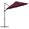 vidaXL Slnečník Bordeaux červená 372 x 198 x 243 cm Polyester a hliník