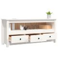 vidaXL TV skrinka biela 114x35x52 cm masívna borovica