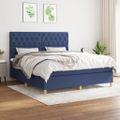 vidaXL Posteľný rám boxspring s matracom modrý 160x200 cm látka