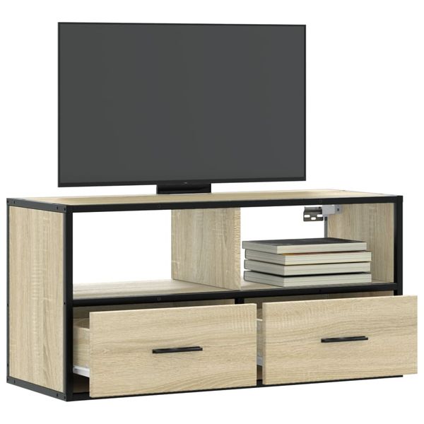 vidaXL TV skrinka dub sonoma 80x31x39,5 cm kompozitné drevo a kov