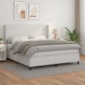 vidaXL Boxspring posteľ s matracom biela 160x200 cm umelá koža