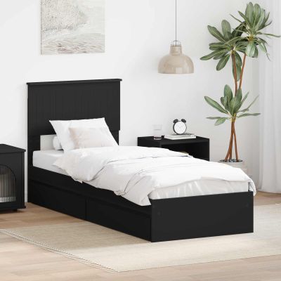 vidaXL Úložná posteľ so zásuvkou Čierna 75 x 190 cm Kompozitné drevo