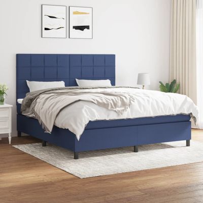 vidaXL Posteľný rám boxspring s matracom modrý 160x200 cm látka