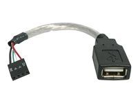StarTech 6in USB 2.0 A na USB 4-pinový header základnej dosky adaptér F/F - USB kábel - USB (F) na 4-pinový USB 2.0 header (F) - USBMBADAPT - Kábel USB - USB (F) na 4-kolíkový header USB 2.0 (F) - 15 cm - pre P/N: 35FCREAD, 35FCREADBK, 35FCREADREM