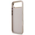 Guess Case Magsafe 4G PU kožené puzdro s trojuholníkovým logom a zlatým kovovým rámom fotoaparátu pre iPhone 17 Air ružové