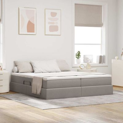 vidaXL Postel s úložným prostorem a matrací Sivohnedá 180 x 200 cm