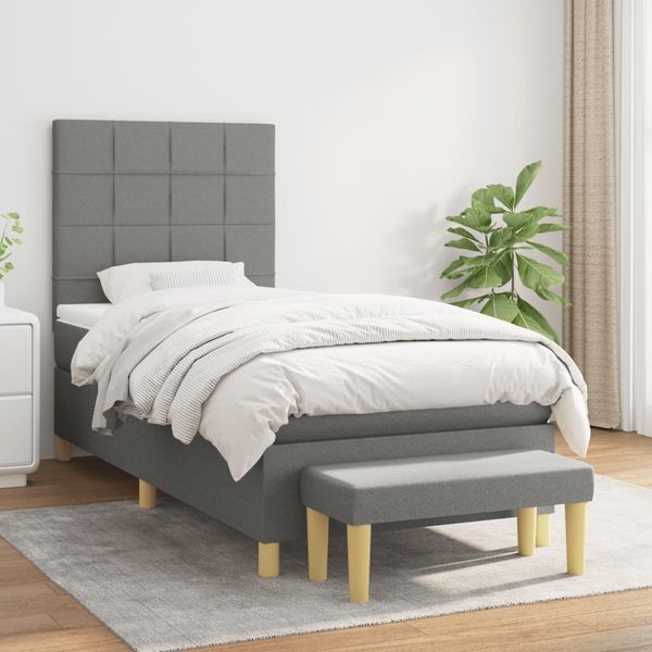 vidaXL Boxspring posteľ s matracom tmavosivá 90x200 cm látka