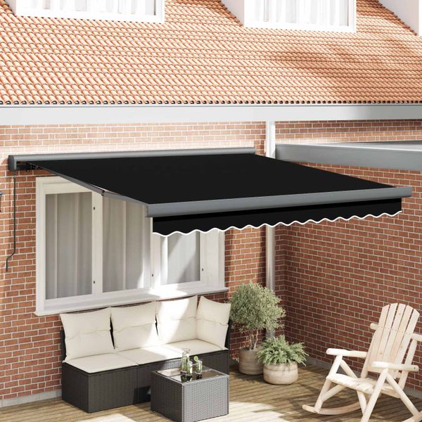 vidaXL Sklopná markíza Čierna 300 x 250 cm Plátno a hliník