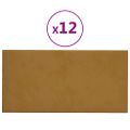 vidaXL Nástenné panely 12 ks hnedé 30x15 cm zamat 0,54 m²