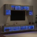 vidaXL 6-dielne TV nástenné skrinky s LED sivé sonoma kompozitné drevo