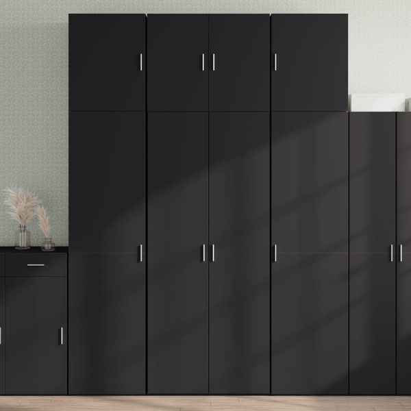 vidaXL Vysoká skrinka čierna 80x42,5x249 cm kompozitné drevo