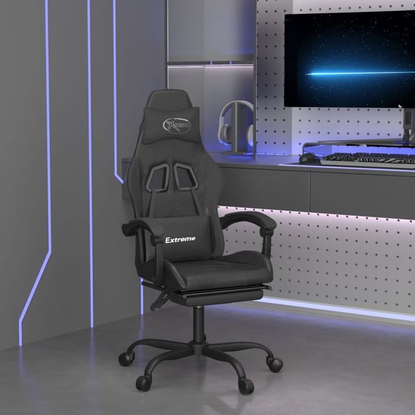 vidaXL Herná stolička s opierkou na nohy čierna umelá koža