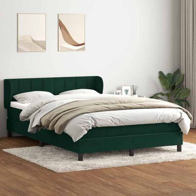 vidaXL Posteľný rám boxsping s matracom tmavozelený 160x220 cm zamat