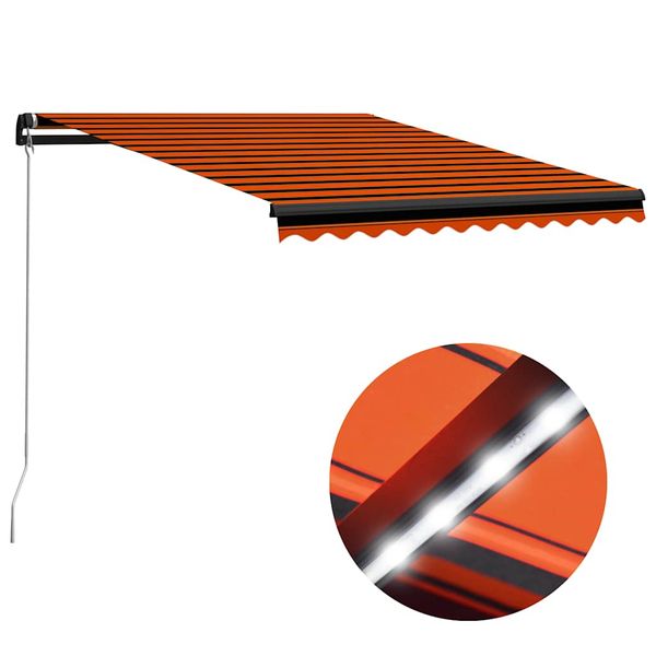vidaXL Ručne zaťahovacia markíza s LED 350x250 cm oranžovo-hnedá
