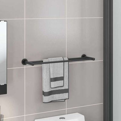 vidaXL Držiak na uteráky Čierna 61 x 14,5 x 5 cm Nehrdzavejúca oceľ