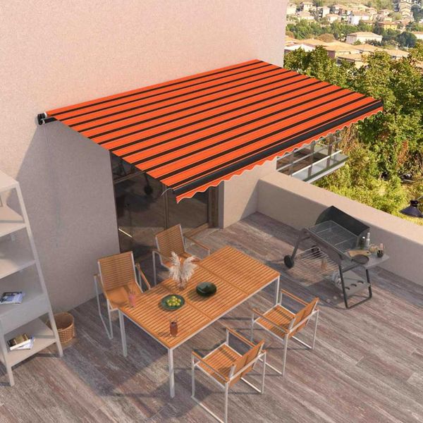 vidaXL Ručne zaťahovacia markíza 500x350 cm oranžová a hnedá