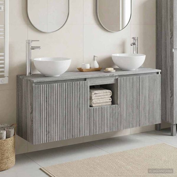 vidaXL Set kabinetov do kúpeľne 3 ks Sivý Sonoma 49,5 x 41 x 64,5 cm