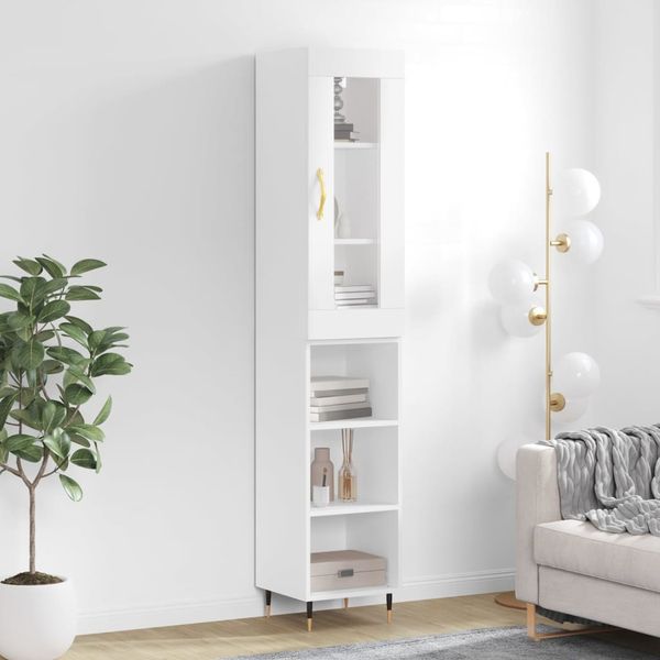 vidaXL Vysoká skrinka biela 34,5x34x180 cm spracované drevo