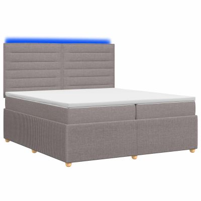 vidaXL LED boxspring posteľ s matracom Sivohnedá 200 x 200 cm Látka