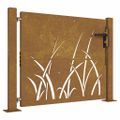 vidaXL Záhradná brána 100x100 cm, oceľ Corten, dizajn s trávou