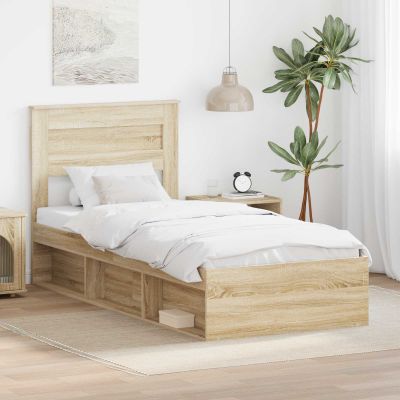 vidaXL Rám postele Sonoma dub 75 x 190 cm Masívne borovicové drevo