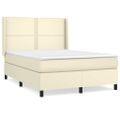 vidaXL Boxspring posteľ s matracom krémová 140x190 cm umelá koža