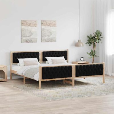 vidaXL Rám postele Čierna 200 x 200 cm Masívne borovicové drevo