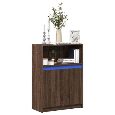 vidaXL Komoda s LED hnedý 72x34x100 cm kompozitné drevo